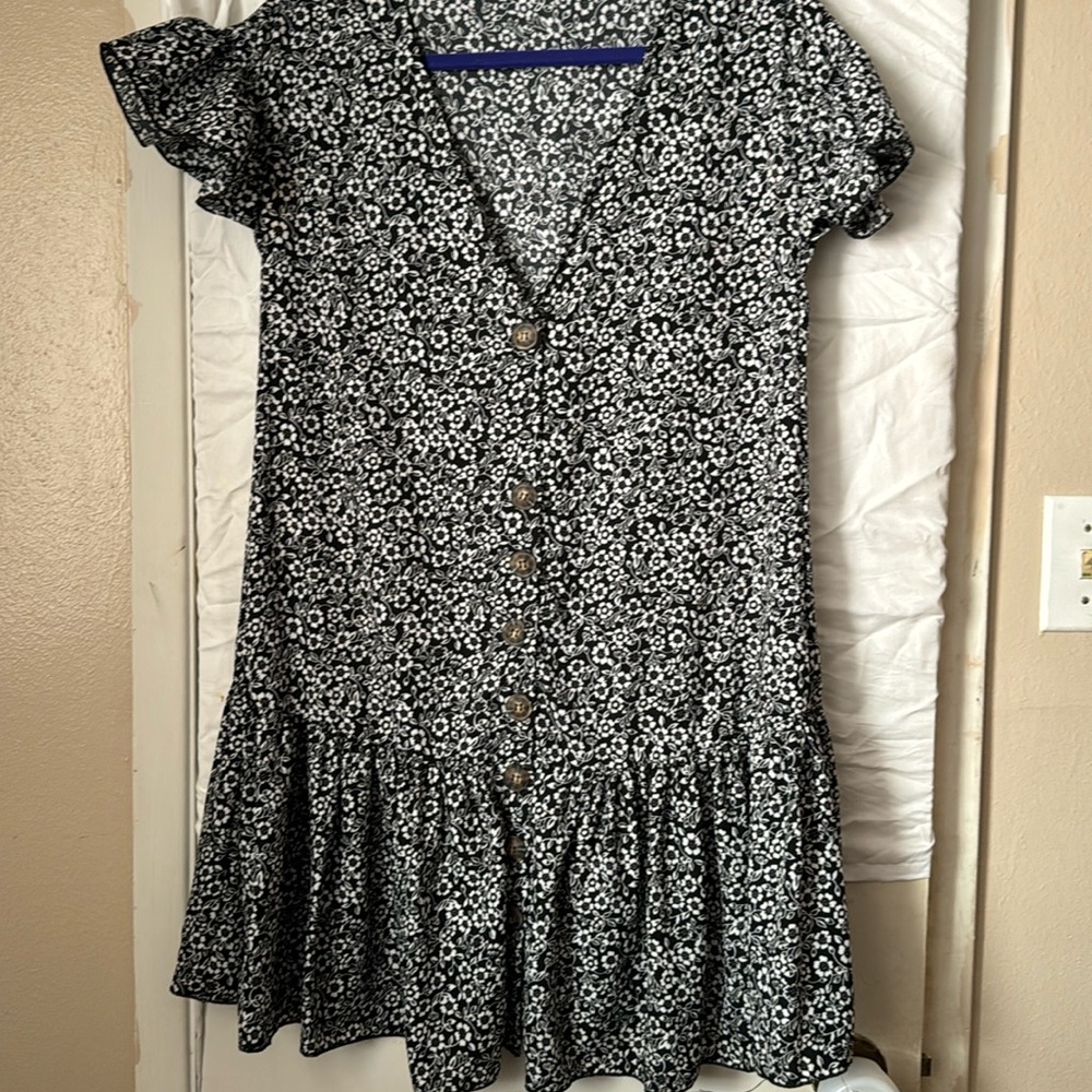 Black and white floral dress